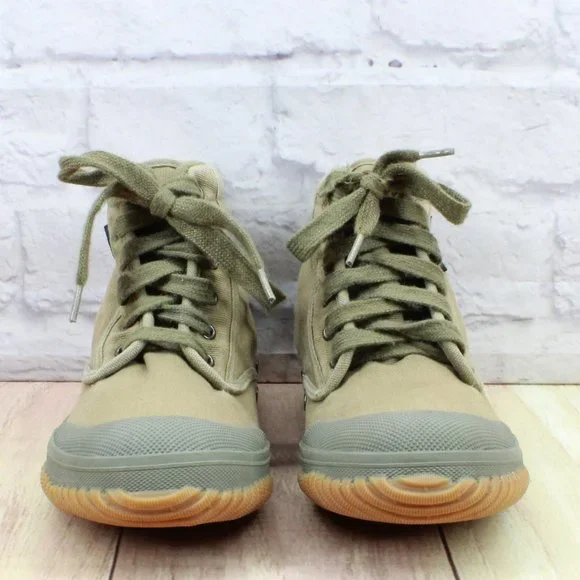 LL Bean Green Canvas Lace Up Casual Ankle Sneakers Shoes Size 7 Medium - Picture 4 of 9
